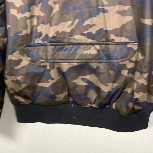 Zara Man Men’s Medium Camo Bomber Jacket Ruched Sleeves Casual Moto Bikercore - Picture 8 of 13